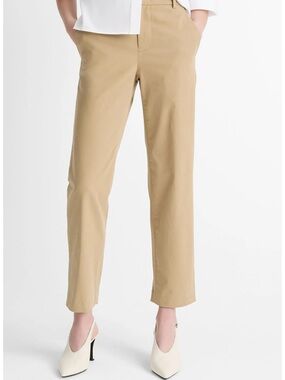 Vince Avery Mid-Rise Chino Pants Desert Khaki Cropped Wide Leg Cotton Size 12